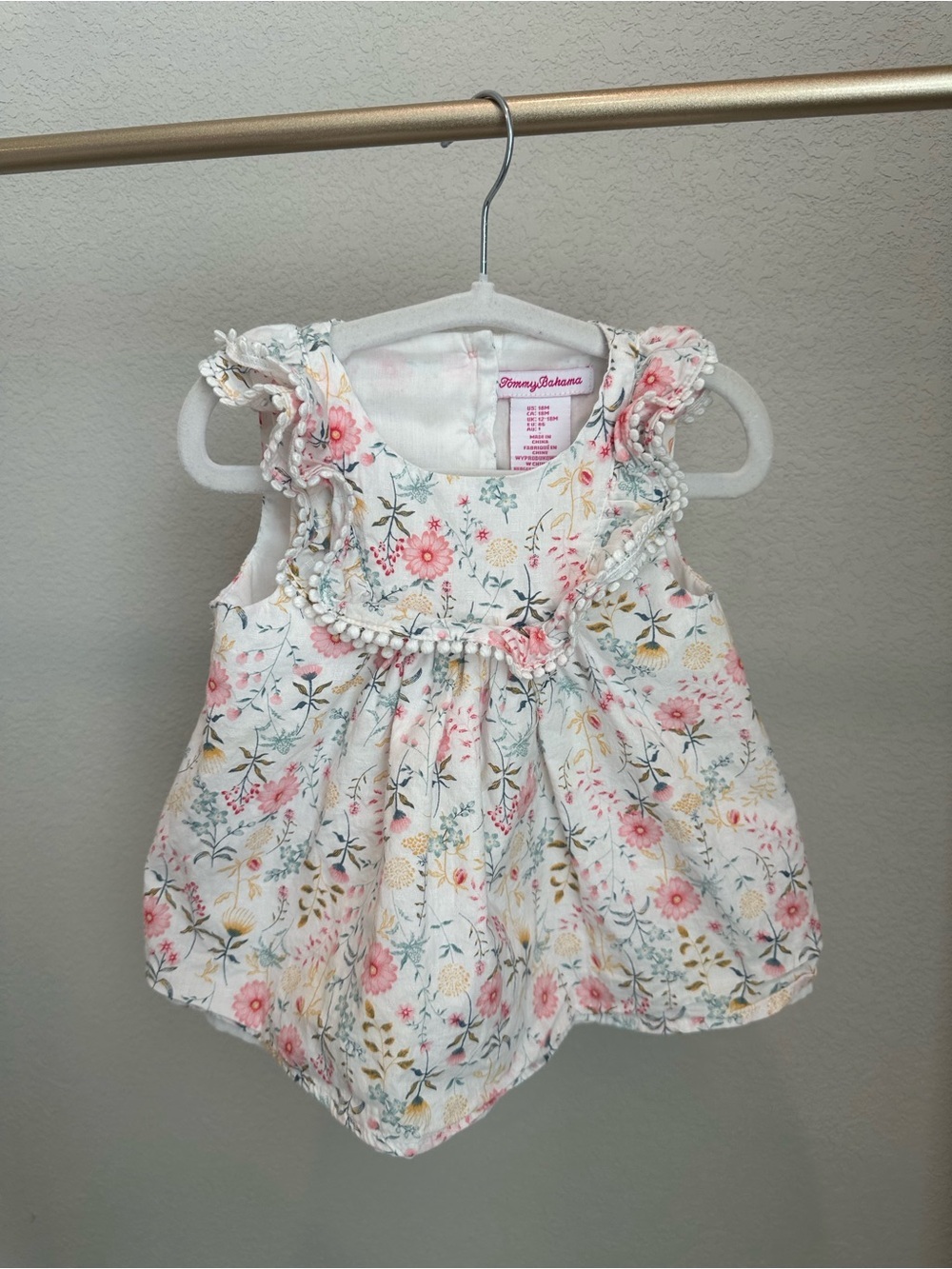 Cottagecore Tommy Bahama Baby Floral Dress in Pink, Yellow & White size 12-18 m